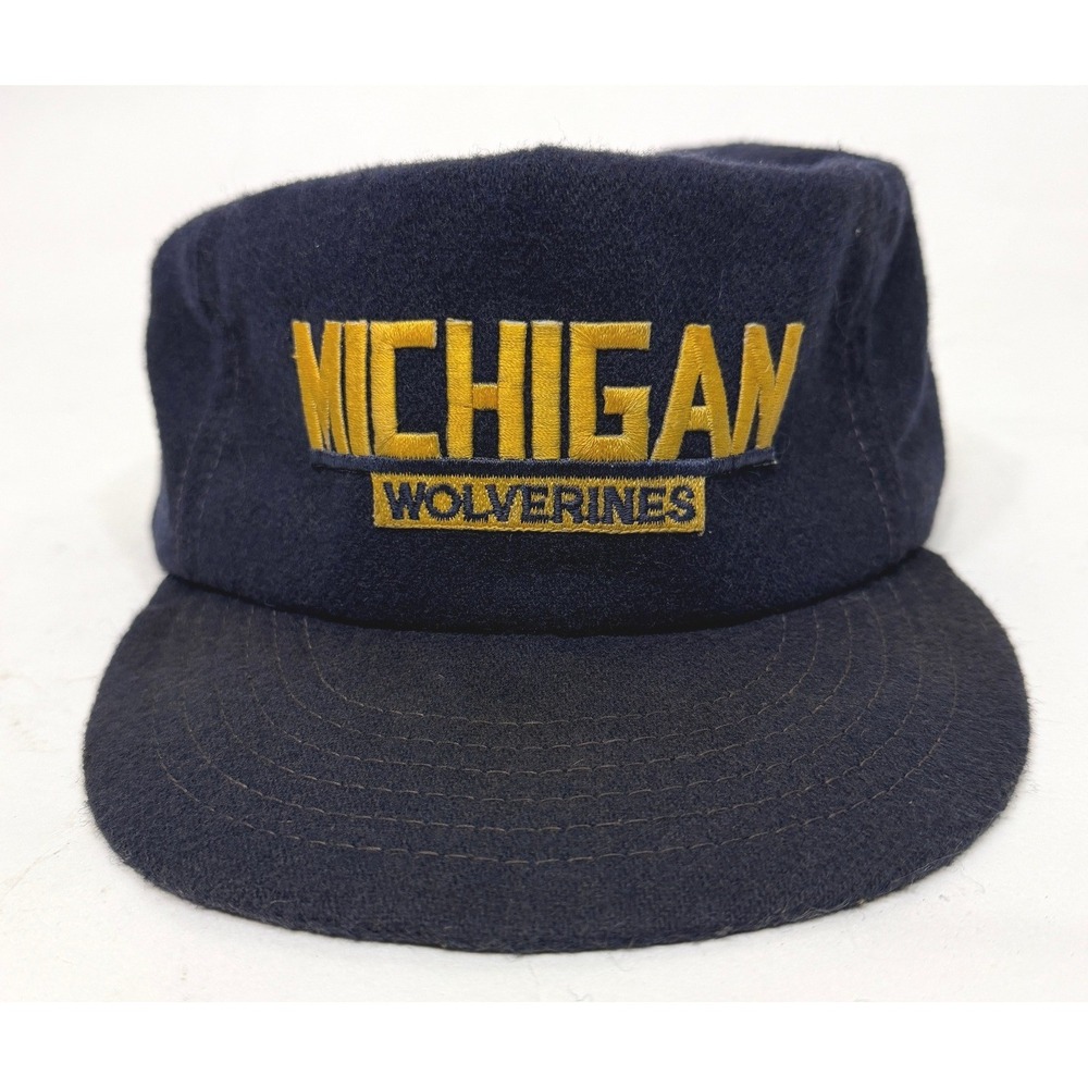 University Square Hat Mens OSFA Navy Michigan‎ Wolverines Snapback Wool Vintage
